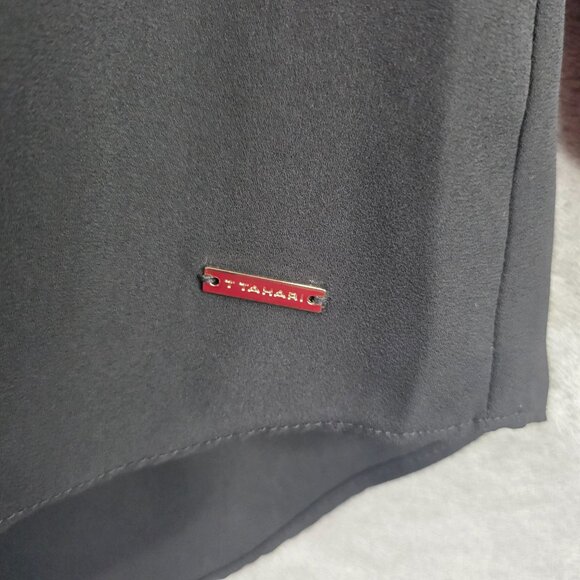 Womens Tahari Black Blouse V-Neck Button Down Long Sleeves Polyester Size XL - Picture 3 of 9